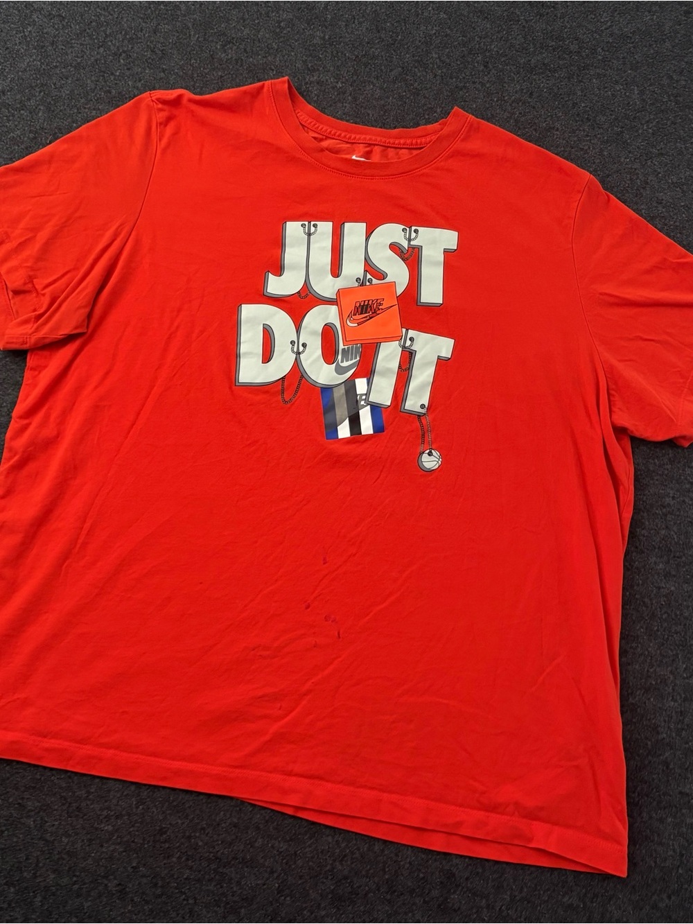 Nike Men’s XXL Orange Just Do It Swoosh Graphic Crew Neck T-Shirt Streetwear Y2K
